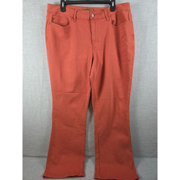 JUDY BLUE Jeans 18W Garment Dyed Rust Orange Flare Bootcut Stretch Comfort - Picture 2 of 11